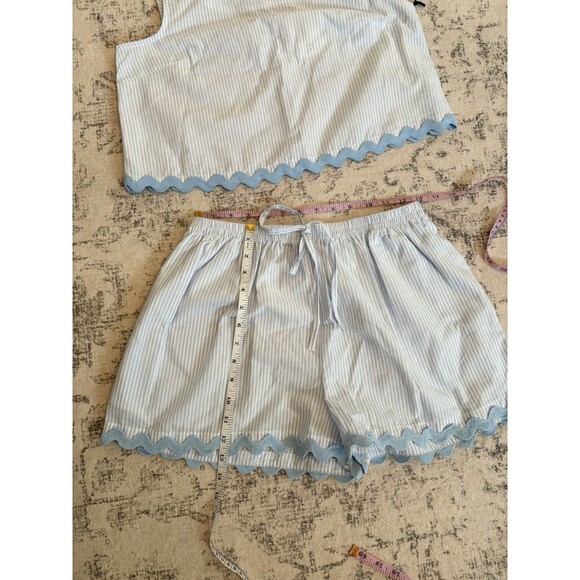Japna Striped Scallop Hem Short Tank Top Set Size Small NWT Coastal Beach Preppy - Picture 8 of 10